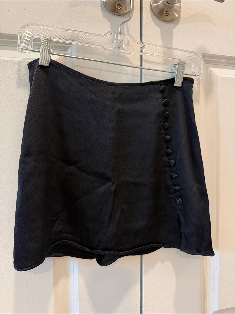 Zara Black Mini Skirt with Covered Buttons